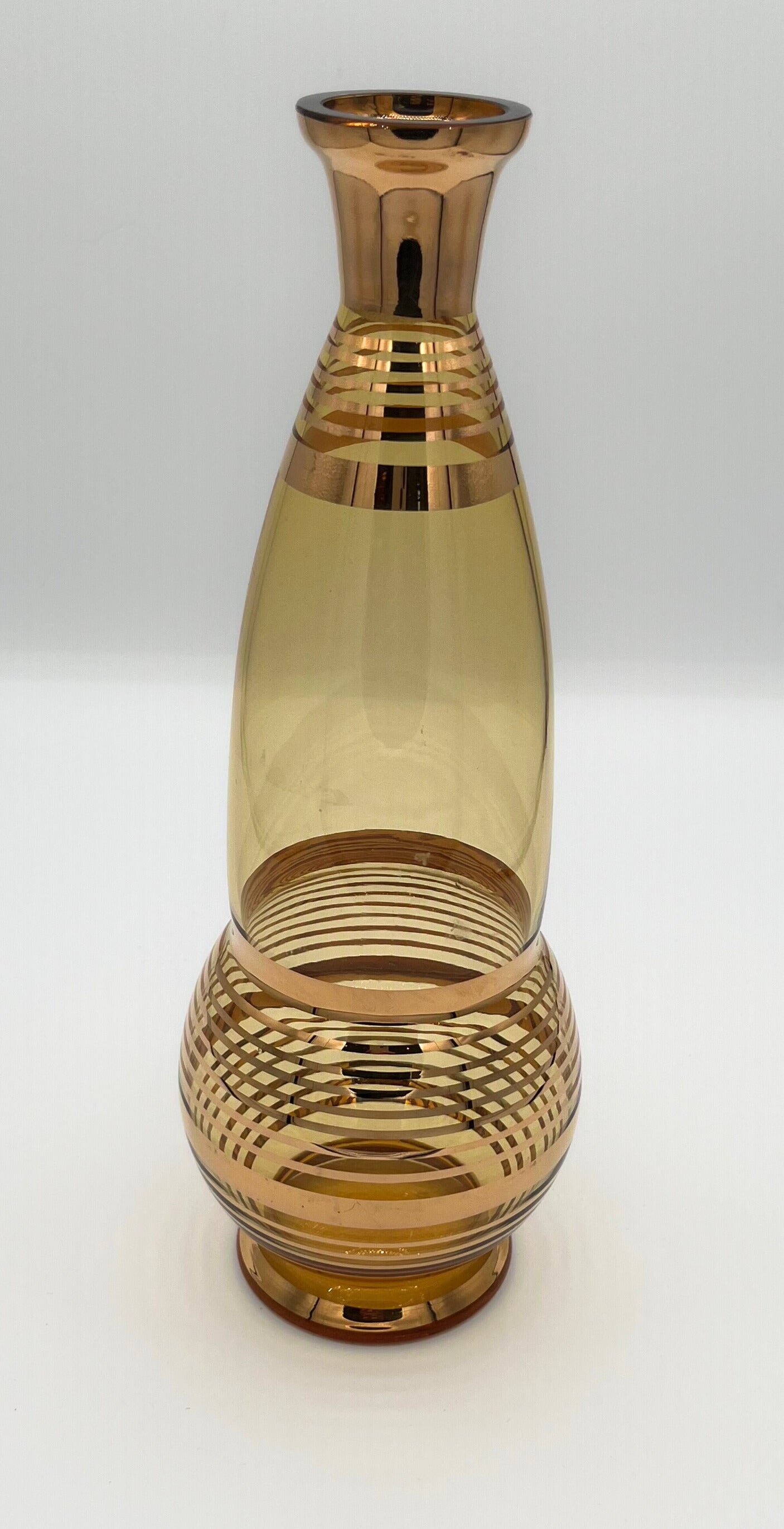 Vintage Handblown Amber Glass Decanter