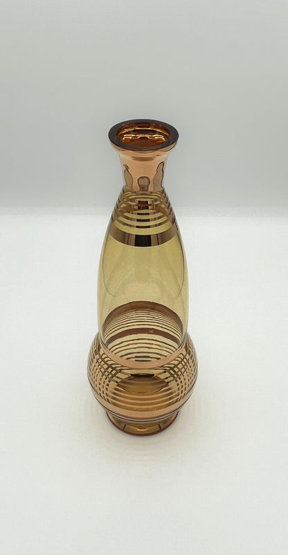 Vintage Handblown Amber Glass Decanter