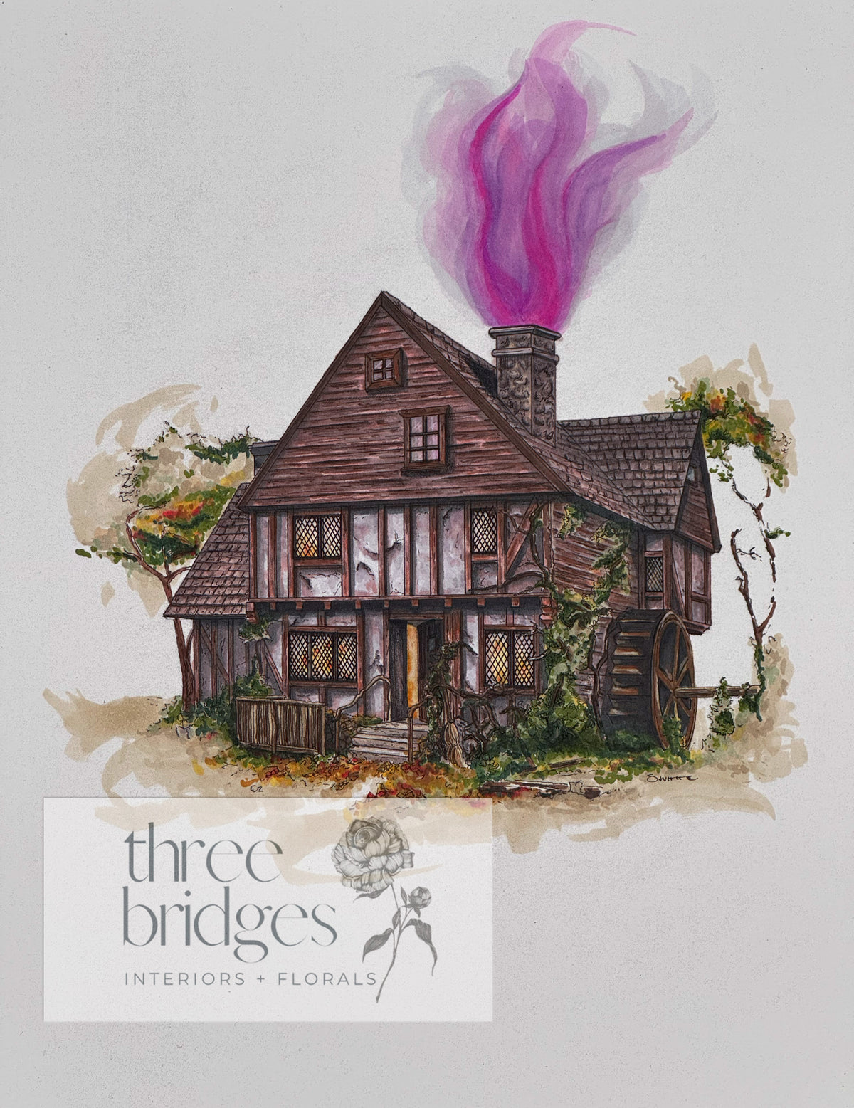 Sanderson Sisters' Cottage Hand-Rendered Original